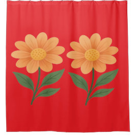 Vetgedrukte Rode Douchegordijn met rode Douchegord