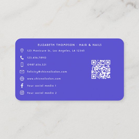 Vetgedrukte rode en blauwe Afro-Amerikaanse nagels Visitekaartje (Achterkant)