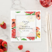 Vetgedrukte rode en gele bloem servet (Insitu)