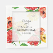 Vetgedrukte rode en gele bloem servet (Voorkant)