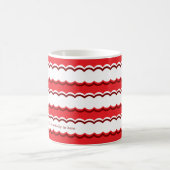 Vetgedrukte rode en witte geschulpte streep koffiemok (Center)