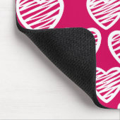 Vetgedrukte rode en witte krabbel hartpatroon muismat (Hoek)