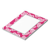 Vetgedrukte rode en witte krabbel hartpatroon notitieblok (Linkerzijde)