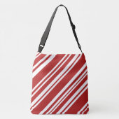 Vetgedrukte rode en witte pepermuntstrepen crossbody tas (Achterkant)