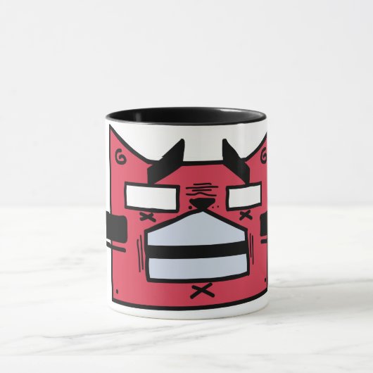 Vetgedrukte rode geometrische Cat Mok – Eigenzinni (Midden)