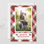 Vetgedrukte rode & groene geplakte foto feestdagenkaart (Voorkant)