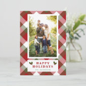 Vetgedrukte rode & groene geplakte foto feestdagenkaart (Staand voorkant)