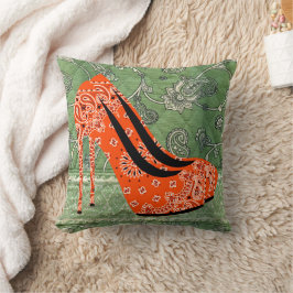 Vetgedrukte rode hakken met Paisley Design 16 x 16 Kussen