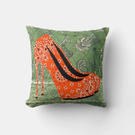 Vetgedrukte rode hakken met Paisley Design 16 x 16 Kussen