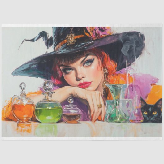 Vetgedrukte rode heks met drankjes Decoupage Tissuepapier (Voorkant)