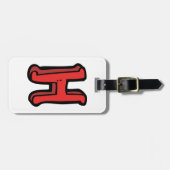 Vetgedrukte rode letter H Fun Alfabet Bagagelabel (Voorkant horizontaal)