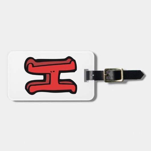 Vetgedrukte rode letter H Fun Alfabet Bagagelabel (Voorkant horizontaal)