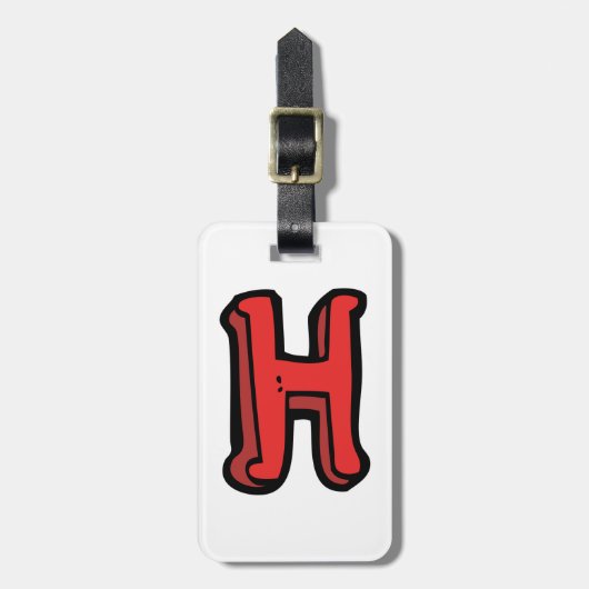Vetgedrukte rode letter H Fun Alfabet Bagagelabel (Voorkant verticaal)