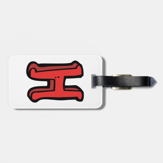 Vetgedrukte rode letter H Fun Alfabet Bagagelabel (Achterkant horizontaal)