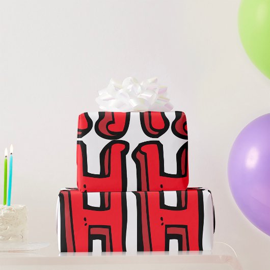 Vetgedrukte rode letter H Fun Alfabet Cadeaupapier