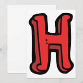 Vetgedrukte rode letter H Fun Alfabet Kaart (Voorkant / Achterkant)