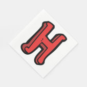Vetgedrukte rode letter H Fun Alfabet Servet (Hoek)