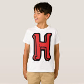 Vetgedrukte rode letter H Fun Alfabet T-shirt (Voorkant volledig)