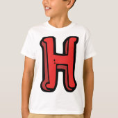 Vetgedrukte rode letter H Fun Alfabet T-shirt (Voorkant)