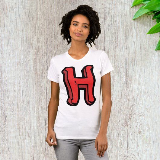 Vetgedrukte rode letter H Fun Alfabet T-shirt