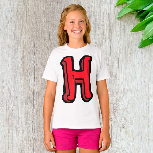 Vetgedrukte rode letter H Fun Alfabet T-shirt