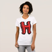Vetgedrukte rode letter H Fun Alfabet T-shirt (Voorkant volledig)