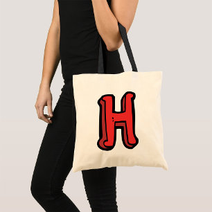 Vetgedrukte rode letter H Fun Alfabet Tote Bag