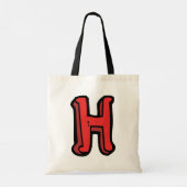 Vetgedrukte rode letter H Fun Alfabet Tote Bag (Achterkant)