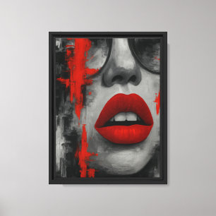 Vetgedrukte rode lippen Abstracte canvas Art Print