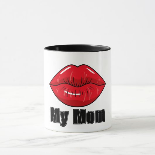 Vetgedrukte rode lippen Mijn moeder Mok Leuk Stijl (Midden)