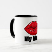 Vetgedrukte rode lippen Mijn moeder Mok Leuk Stijl (Voorkant links)