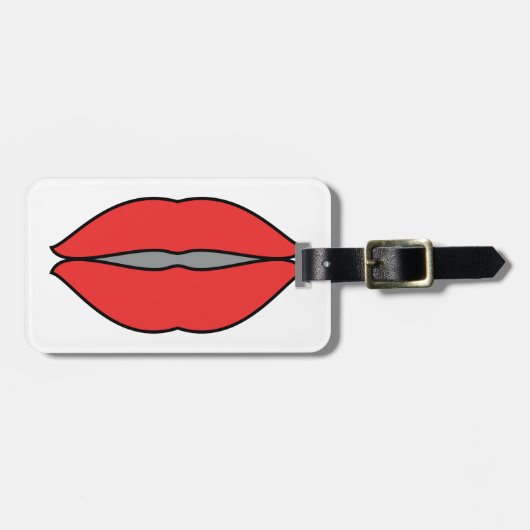Vetgedrukte rode lippen Pop Art Bagagelabel (Voorkant horizontaal)