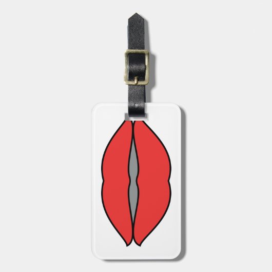 Vetgedrukte rode lippen Pop Art Bagagelabel (Voorkant verticaal)