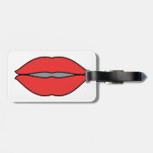 Vetgedrukte rode lippen Pop Art Bagagelabel (Achterkant horizontaal)