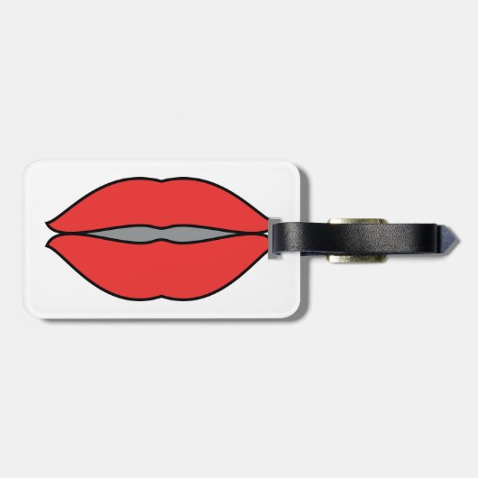Vetgedrukte rode lippen Pop Art Bagagelabel (Achterkant horizontaal)