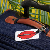 Vetgedrukte rode lippen Pop Art Bagagelabel