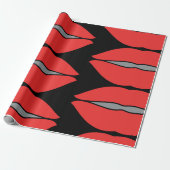 Vetgedrukte rode lippen Pop Art Cadeaupapier (Uitgerold)