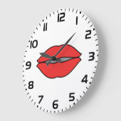 Vetgedrukte rode lippen Pop Art Grote Klok (Hoek)