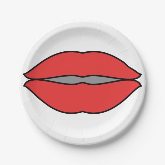 Vetgedrukte rode lippen Pop Art Papieren Bordje (Voorkant)
