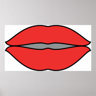 Vetgedrukte rode lippen Pop Art Poster