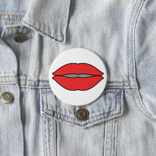 Vetgedrukte rode lippen Pop Art Ronde Button 7,6 Cm