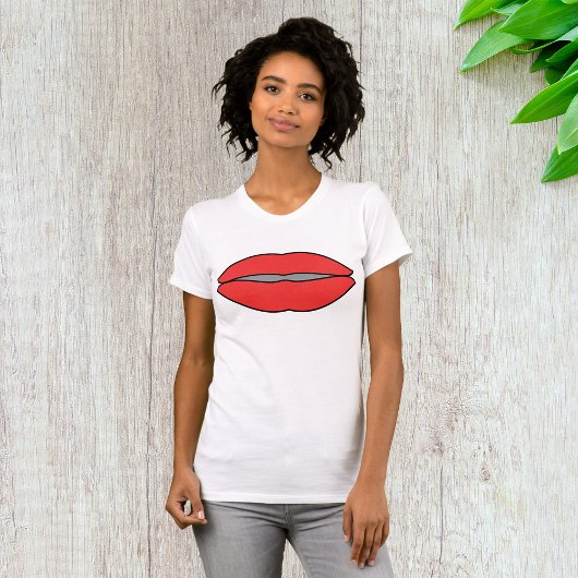 Vetgedrukte rode lippen Pop Art T-shirt