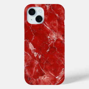 Vetgedrukte rode marmeren telefoonhoes met opvalle iPhone 15 case