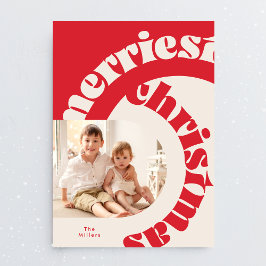 Vetgedrukte rode moderne typografie Christmas One  Feestdagenkaart