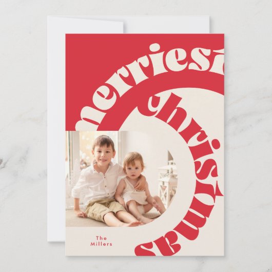 Vetgedrukte rode moderne typografie Christmas One  Feestdagenkaart (Voorkant)