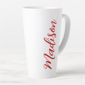 Vetgedrukte rode naam Handgeschreven script Aangep Latte Mok (Rechterhoek)