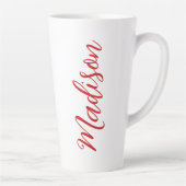 Vetgedrukte rode naam Handgeschreven script Aangep Latte Mok (Rechts)