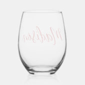 Vetgedrukte rode naam Handgeschreven script Aangep Wijnglas Zonder Voet (Achterkant)