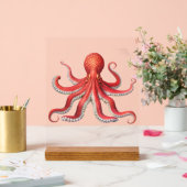 Vetgedrukte rode Octopus Desk Sign Ocean-Inspired Acryl Bord (Huwelijk)