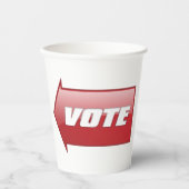 Vetgedrukte rode pijl voor stemmen in verkiezingsc papieren bekers (Voorkant)